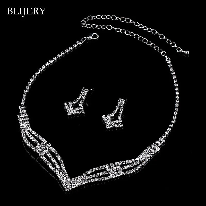 BLIJERY Crystal Bridal Jewellery Set