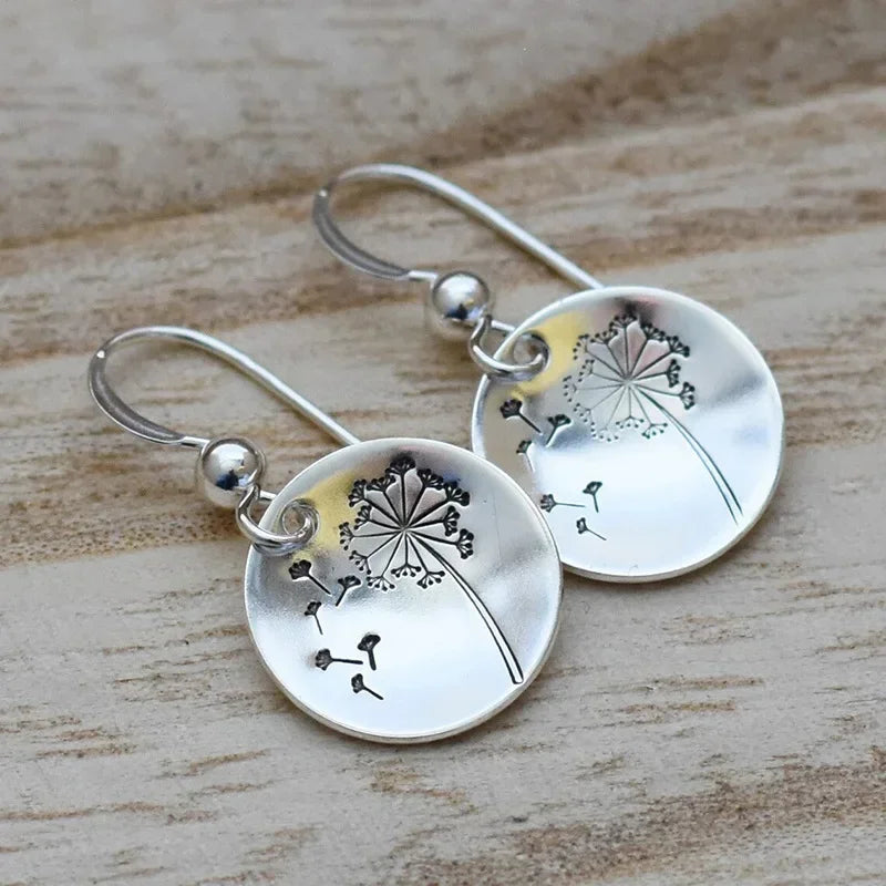 Classic Dandelion Round Drop Earrings