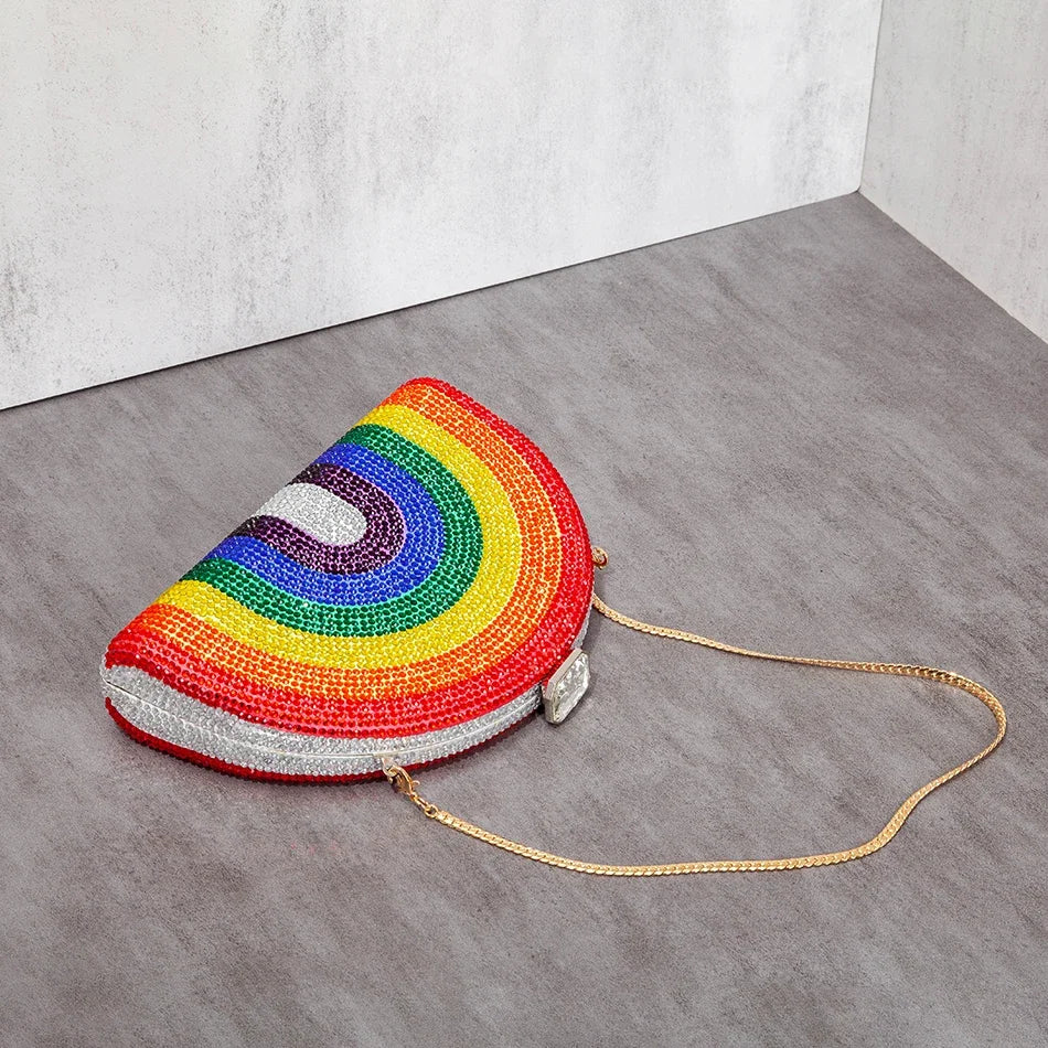 Prismatic Rainbow Crystal Clutch  Bag - Glamourize 