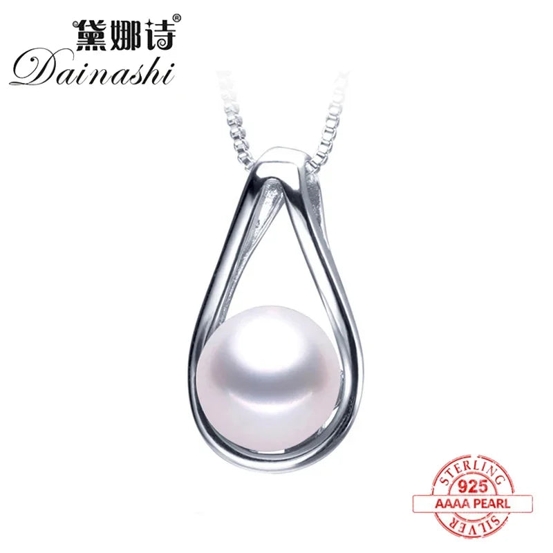 Lustrous Pearl Drop Pendant with Sparkling Cubic Zirconia in Sterling Silver