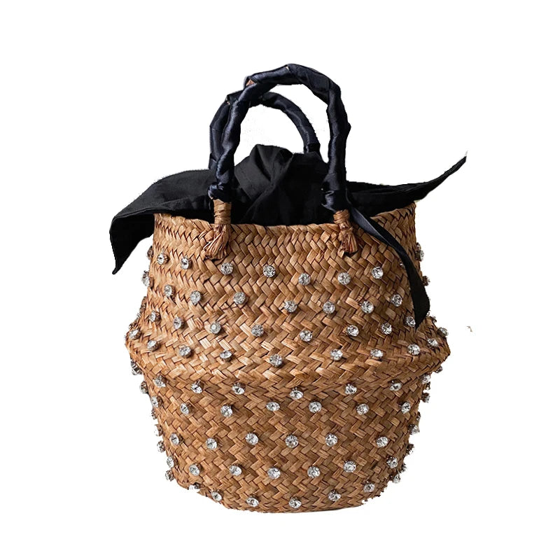 Handmade Diamond Woven Bucket Bag - Glamourize 