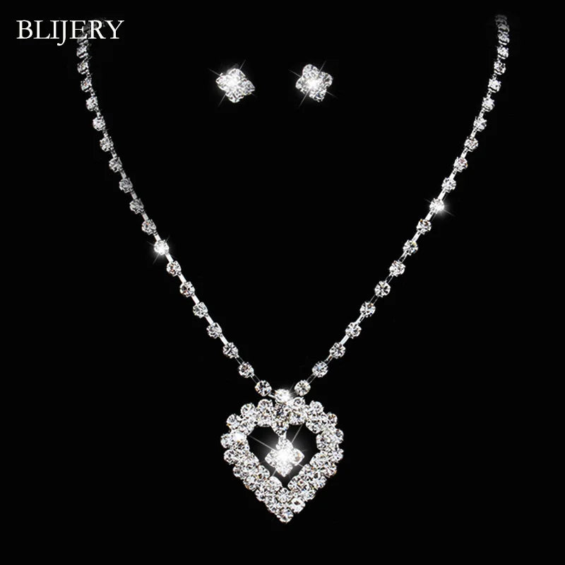 BLIJERY Crystal Bridal Jewellery Set