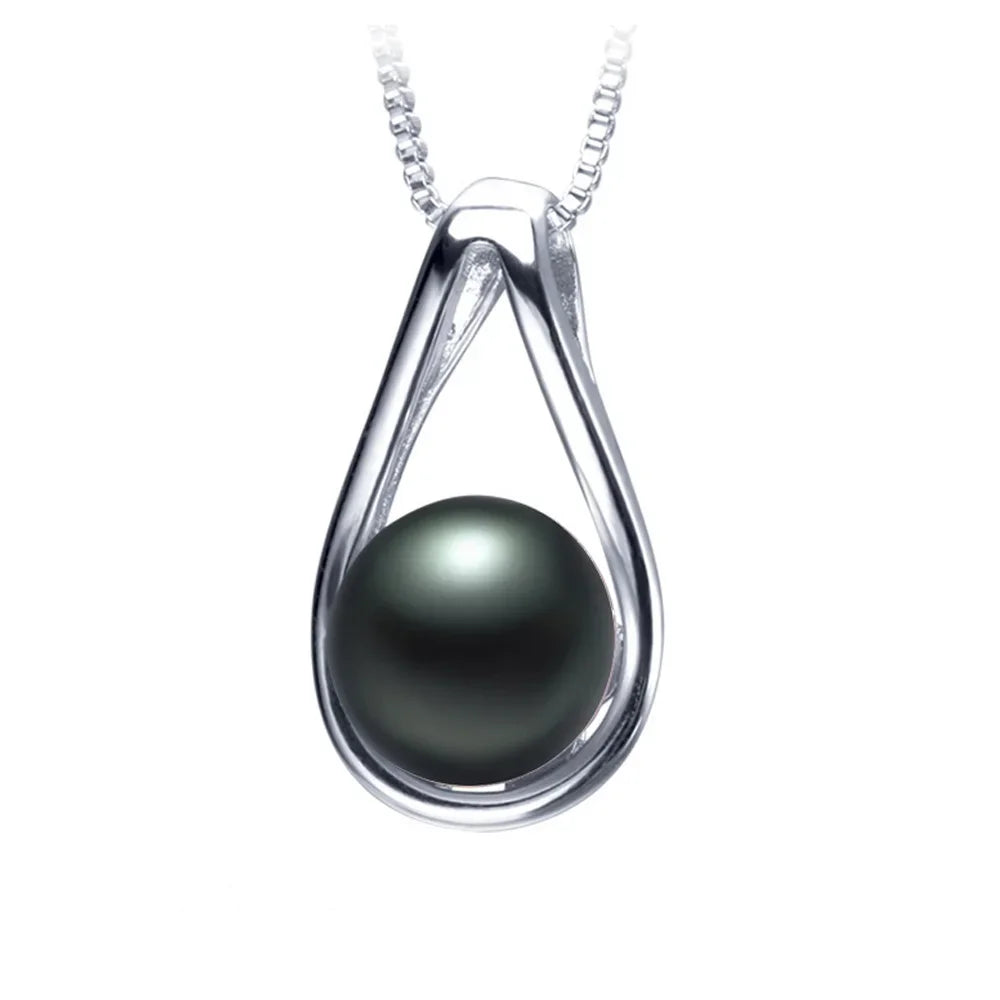 Lustrous Pearl Drop Pendant with Sparkling Cubic Zirconia in Sterling Silver