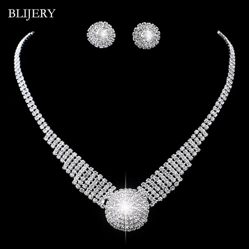 BLIJERY Crystal Bridal Jewellery Set