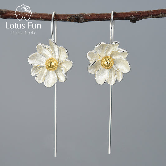 Jasmine Flower Dangle 925 Sterling Silver Earrings - Glamourize 