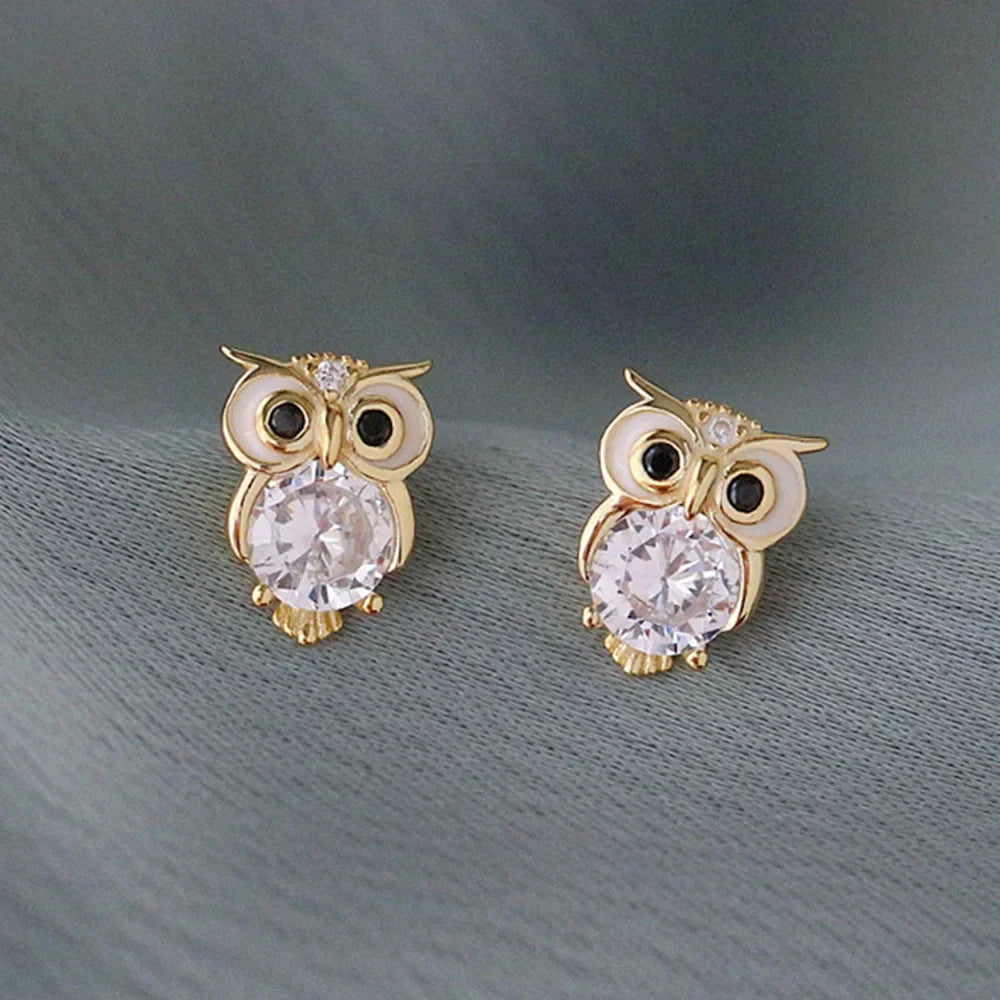 Elegant Cubic Zirconia Owl Earrings