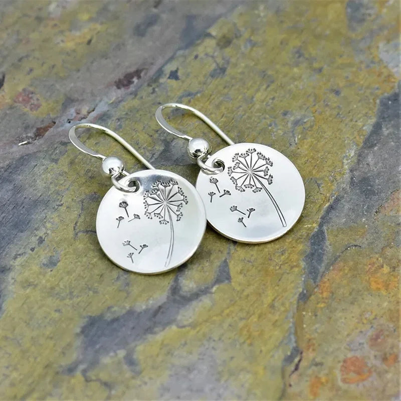 Classic Dandelion Round Drop Earrings