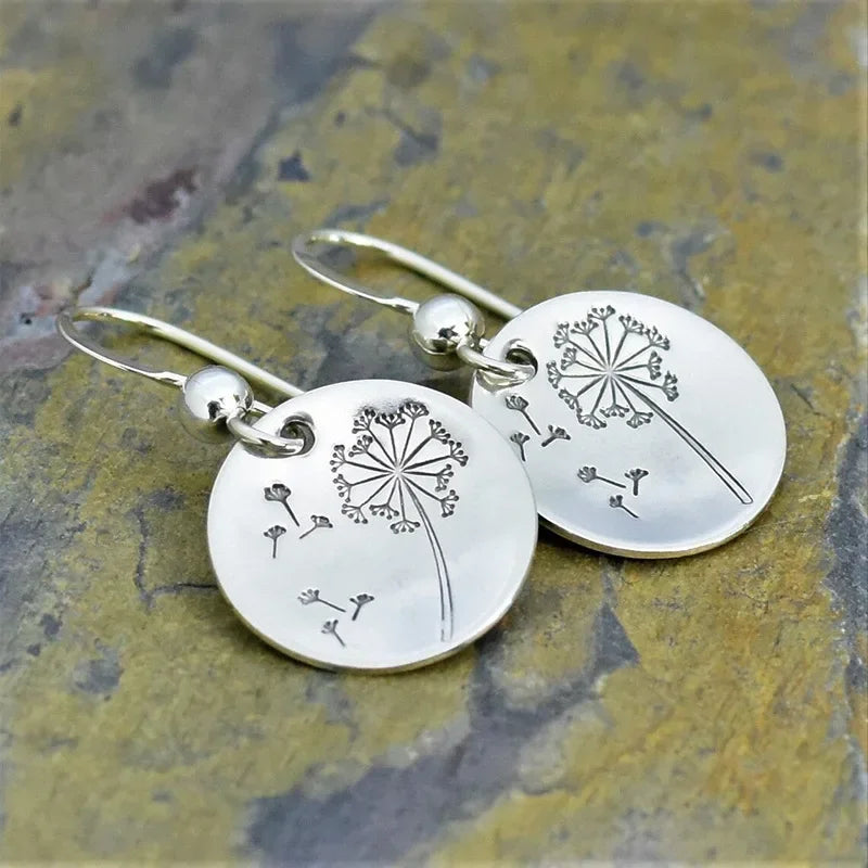 Classic Dandelion Round Drop Earrings