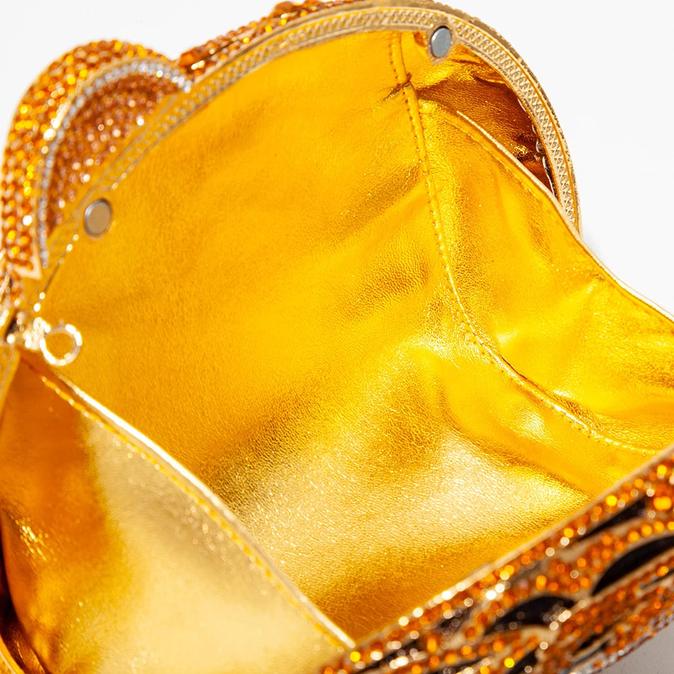 Tiger Face Crystal Clutch Bag - Glamourize 