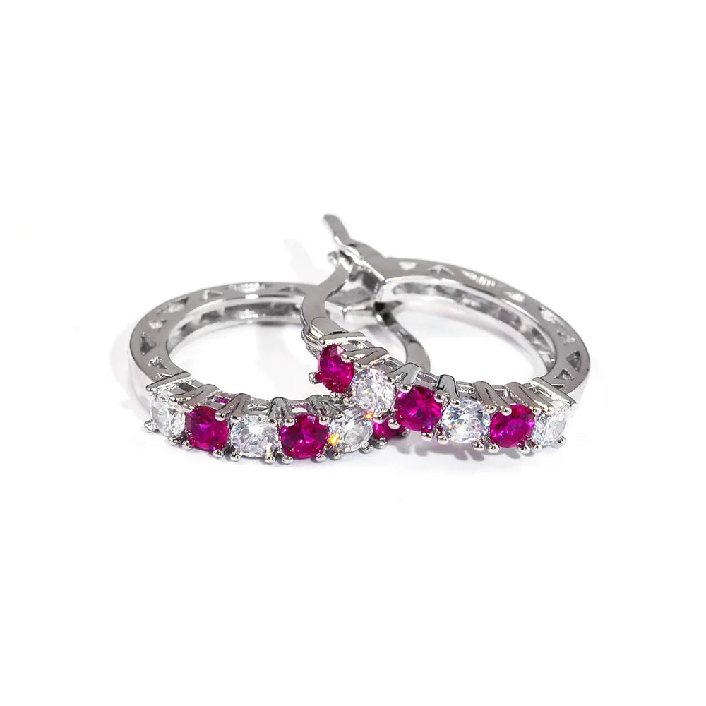 Sophisticated Sterling Silver Hoop Earrings with Gemstones