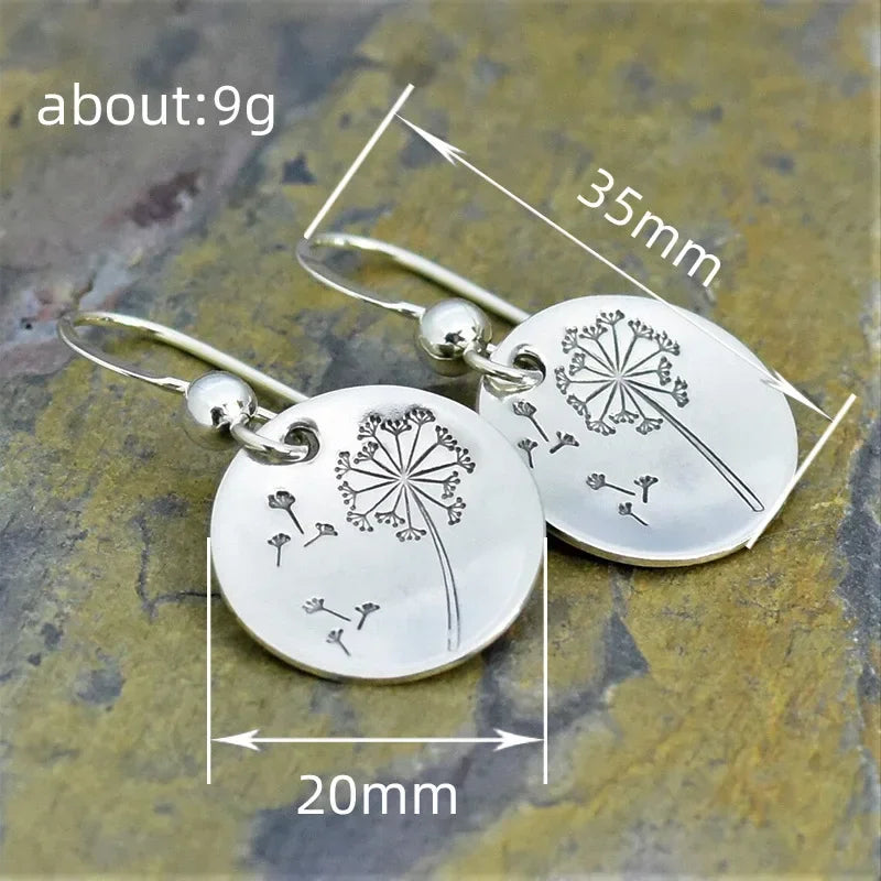 Classic Dandelion Round Drop Earrings