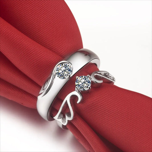 Angelic Embrace 18K White Gold Moissanite Rings