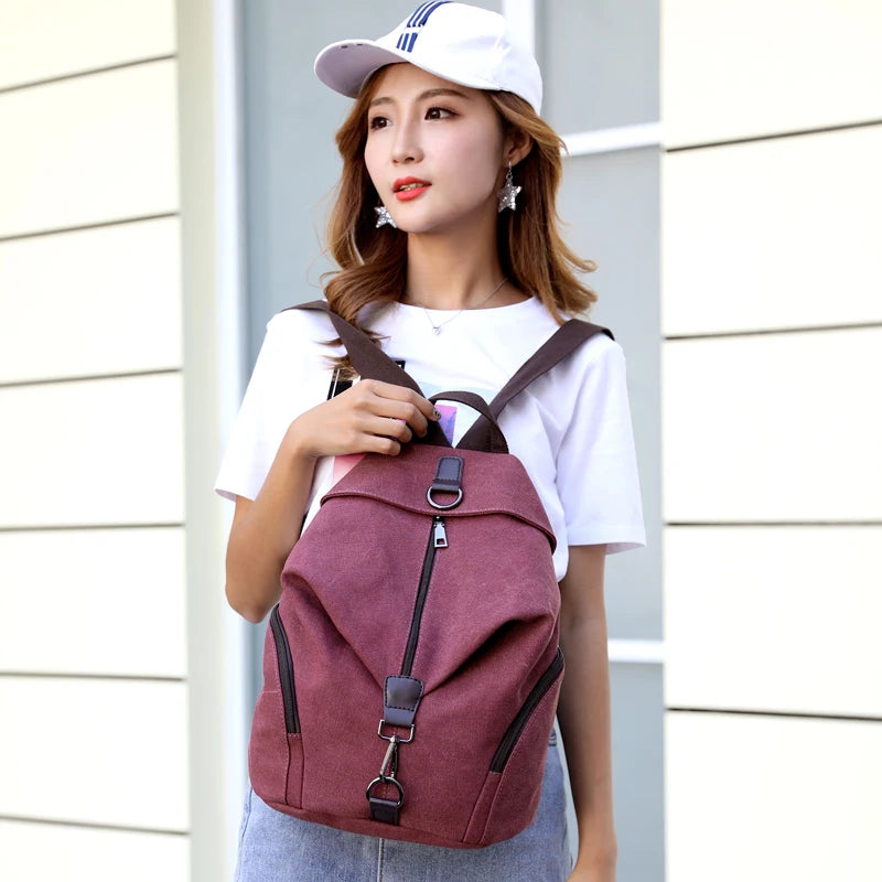 Vintage-Inspired Canvas Satchel backpack - Glamourize 