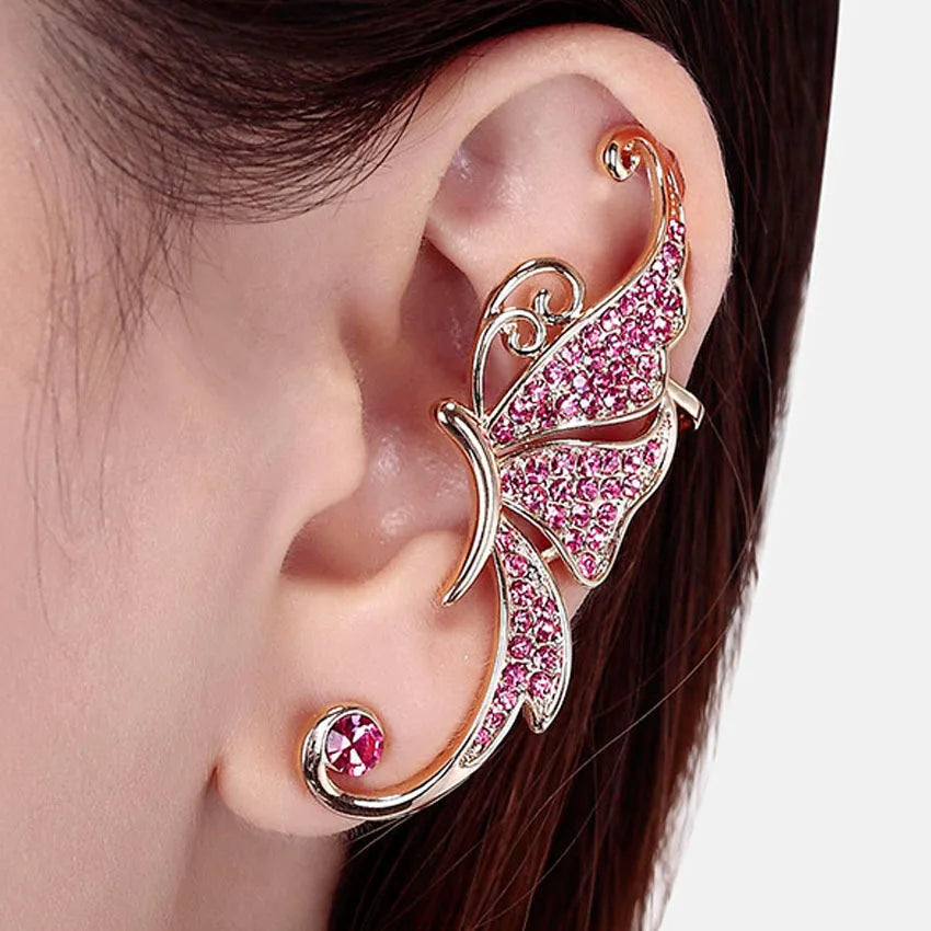 Guangtuo Rhinestone Crystal Clip-On Adjustable Ear Cuffs Earrings