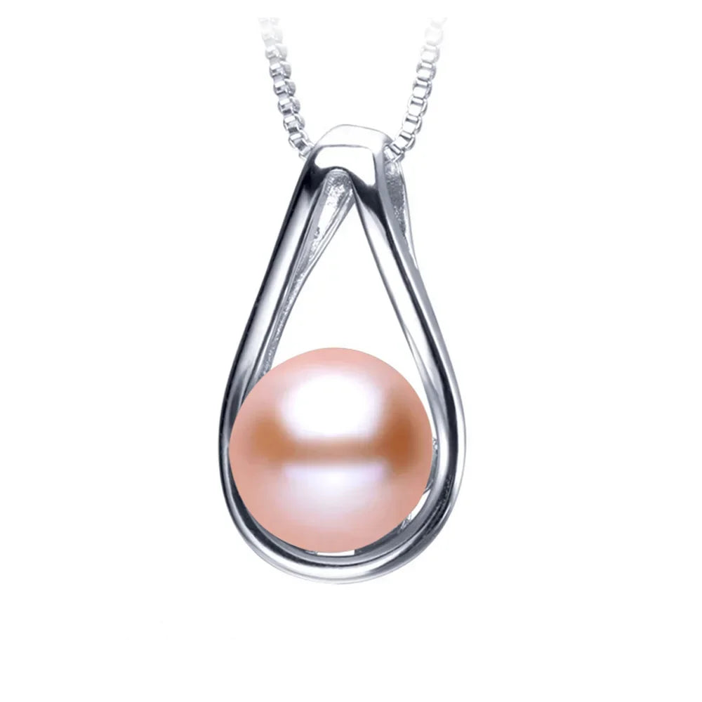 Lustrous Pearl Drop Pendant with Sparkling Cubic Zirconia in Sterling Silver