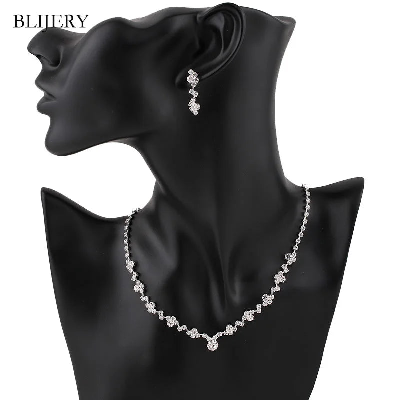 BLIJERY Crystal Bridal Jewellery Set