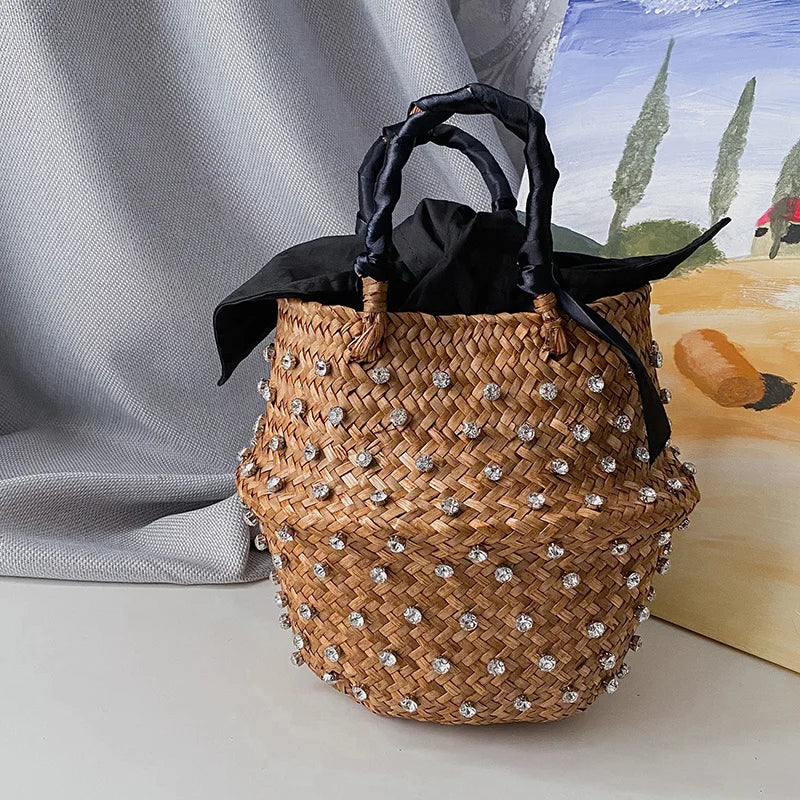 Handmade Diamond Woven Bucket Bag - Glamourize 