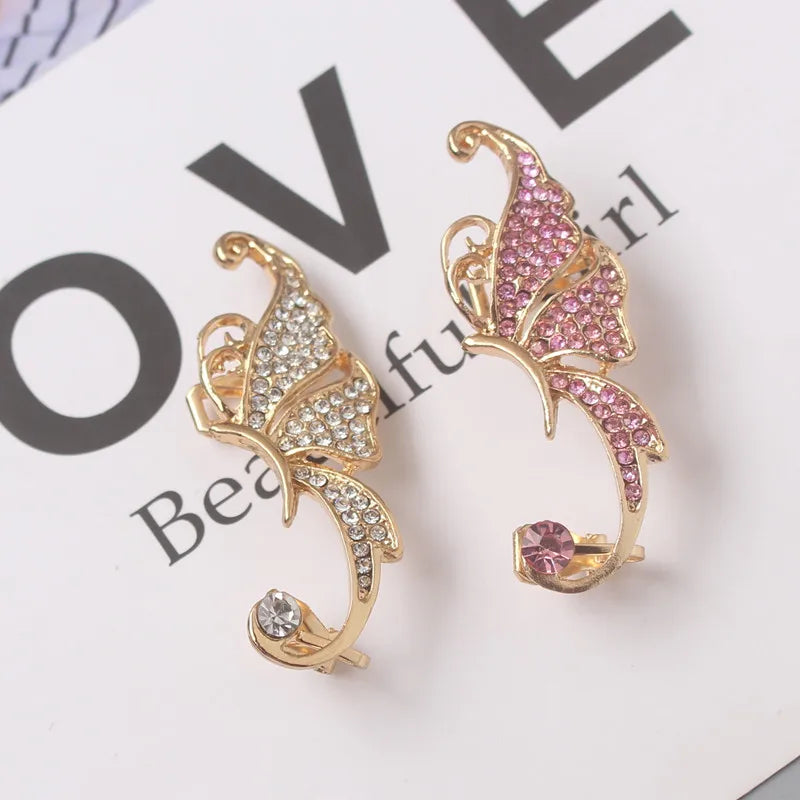 Guangtuo Rhinestone Crystal Clip-On Adjustable Ear Cuffs Earrings