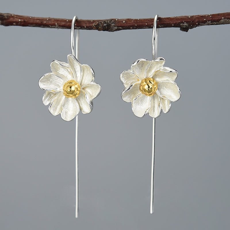 Jasmine Flower Dangle 925 Sterling Silver Earrings - Glamourize 