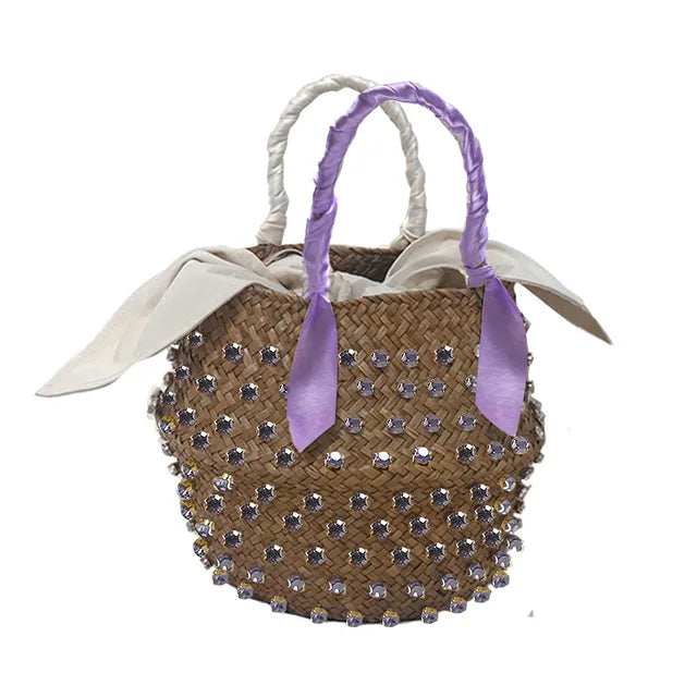 Handmade Diamond Woven Bucket Bag - Glamourize 