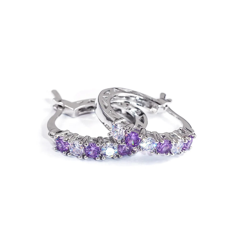 Sophisticated Sterling Silver Hoop Earrings with Gemstones