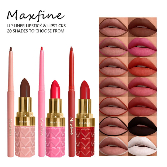 MAXFINE Velvet Matte Lip Liner and Lipstick Set