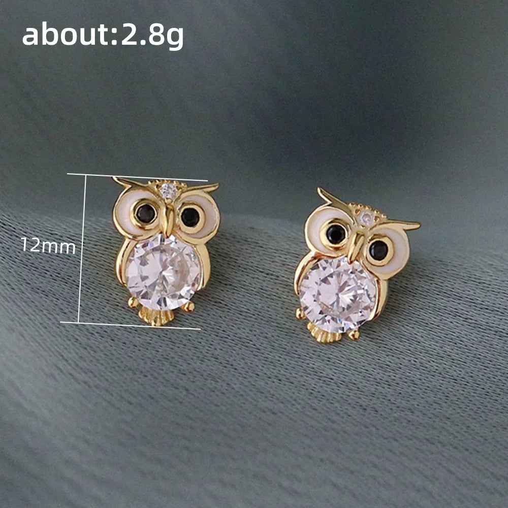 Elegant Cubic Zirconia Owl Earrings