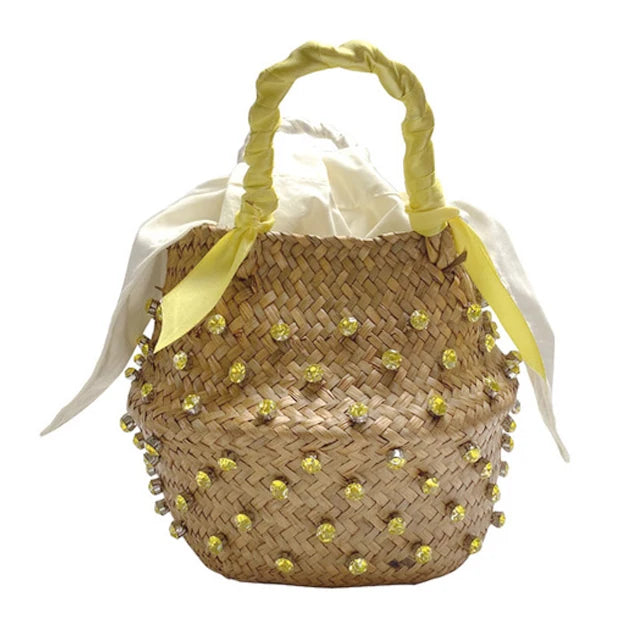 Handmade Diamond Woven Bucket Bag - Glamourize 