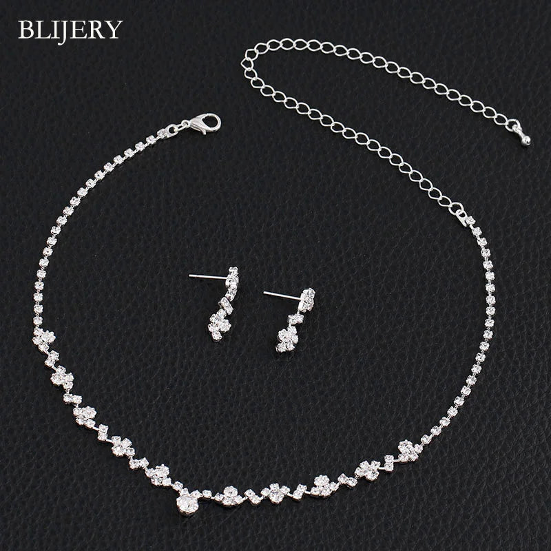 BLIJERY Crystal Bridal Jewellery Set