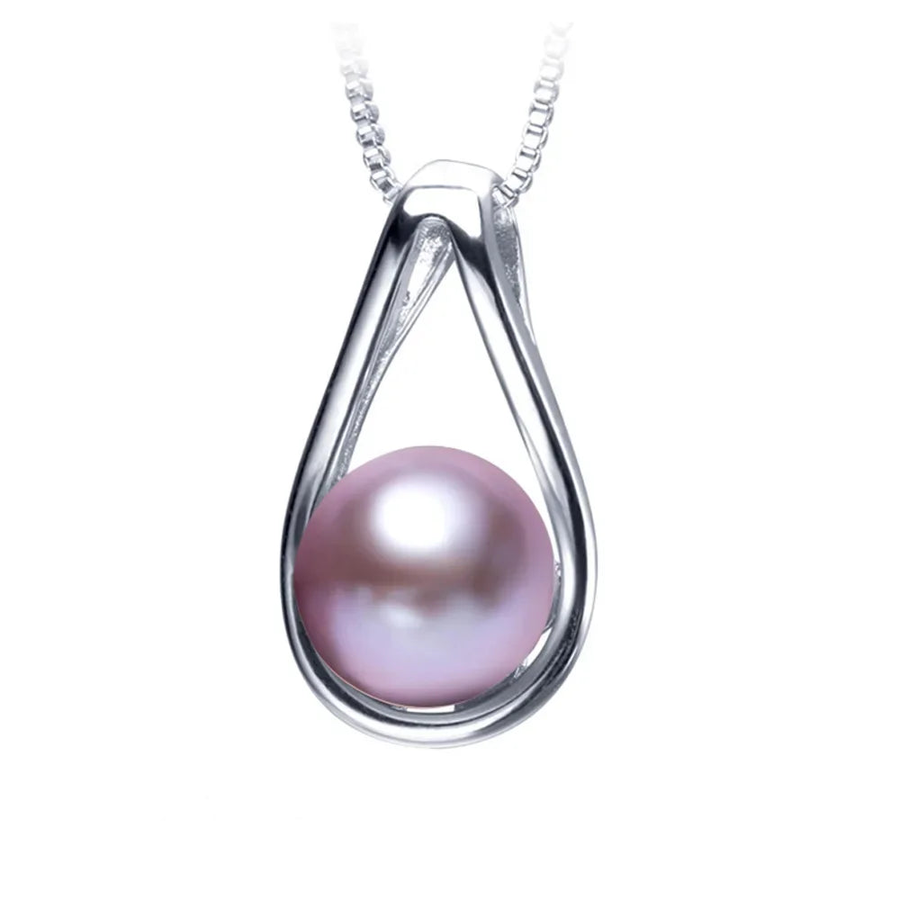 Lustrous Pearl Drop Pendant with Sparkling Cubic Zirconia in Sterling Silver