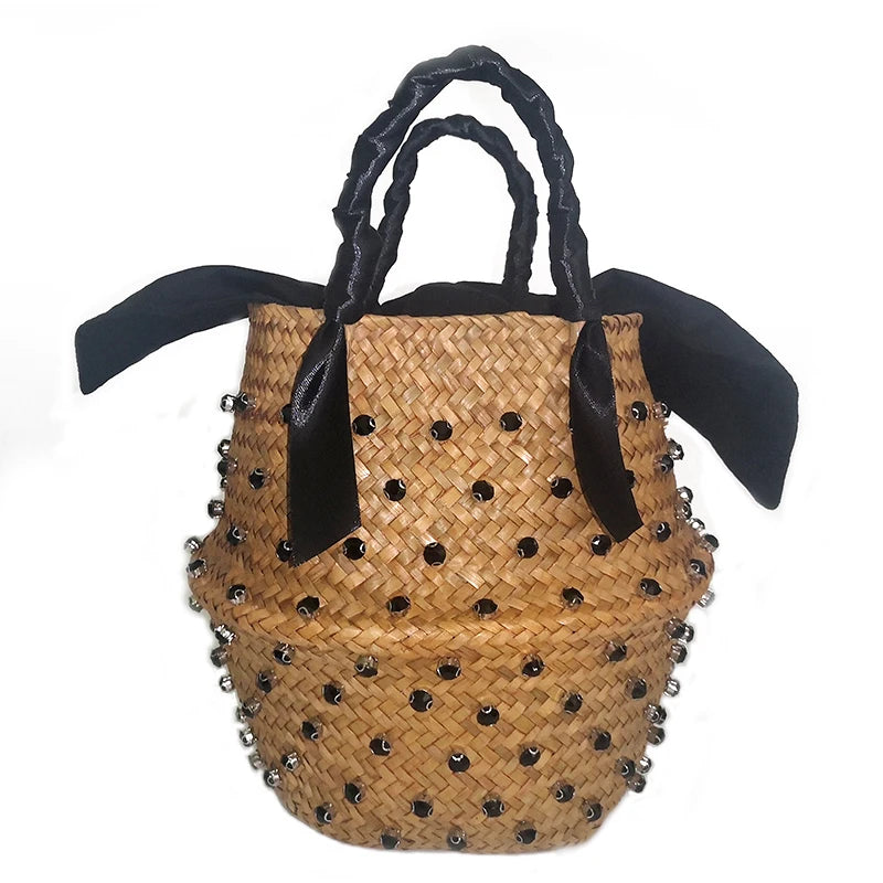 Handmade Diamond Woven Bucket Bag - Glamourize 