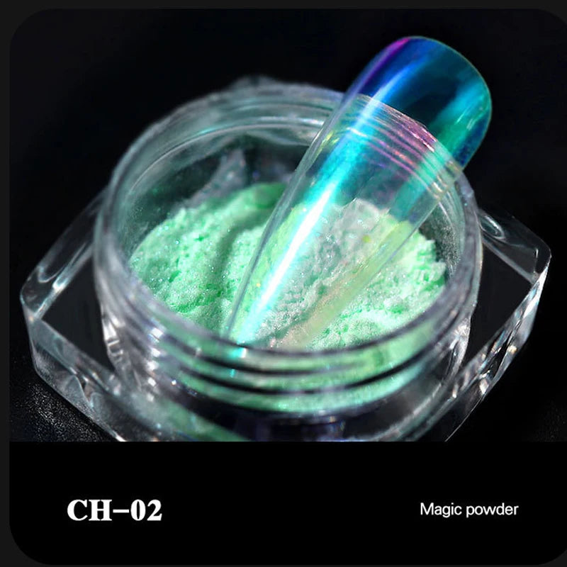 Mermaid Magic Dust 6-Colour Iridescent Chrome Manicure UV Gel Powder