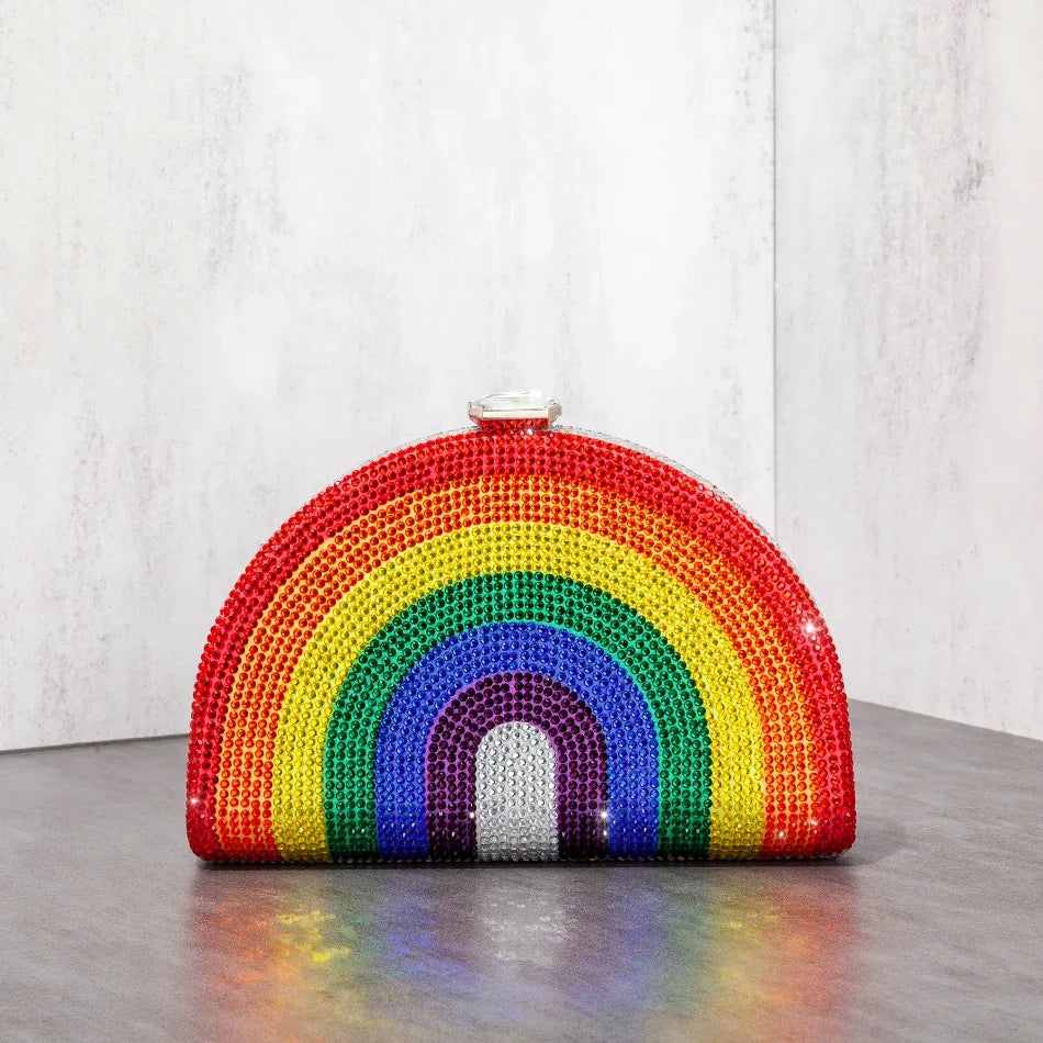 Prismatic Rainbow Crystal Clutch  Bag - Glamourize 