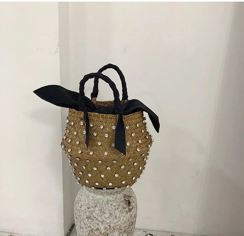 Handmade Diamond Woven Bucket Bag - Glamourize 