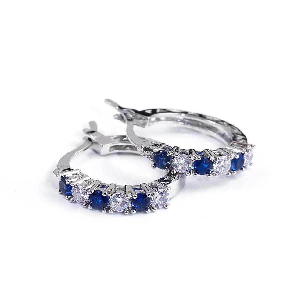 Sophisticated Sterling Silver Hoop Earrings with Gemstones