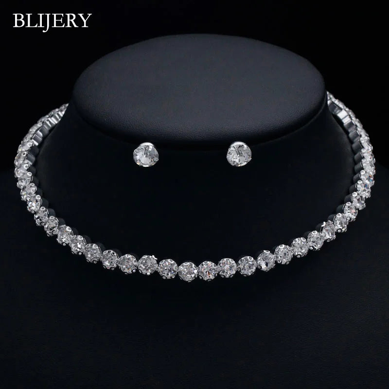 BLIJERY Crystal Bridal Jewellery Set