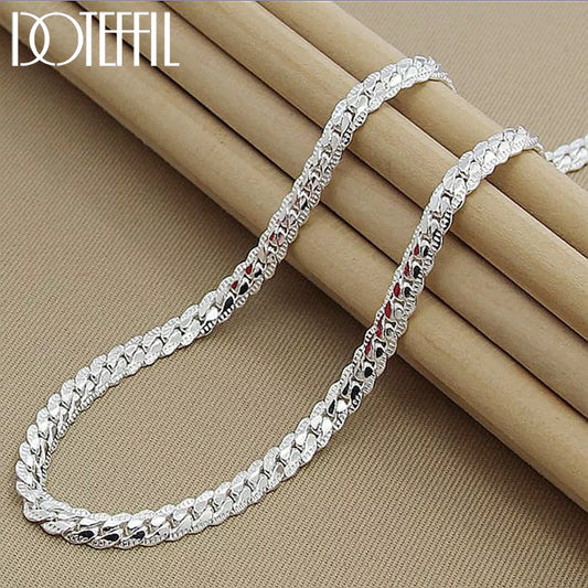 DOTEFFIL Sterling Silver 925 Classic Geometric Link Chain Necklace