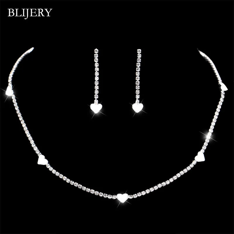 BLIJERY Crystal Bridal Jewellery Set