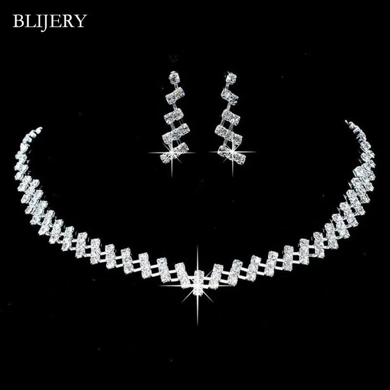 BLIJERY Crystal Bridal Jewellery Set